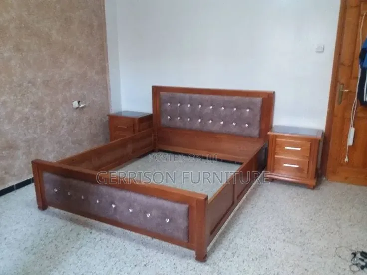 Executive Wooden Bed Set + Matching Nightstands