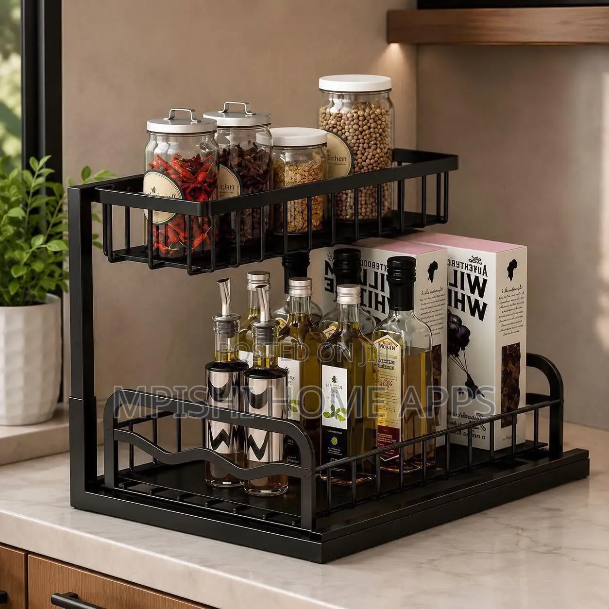 2-Tier Cabinet Spice Rack Organizer