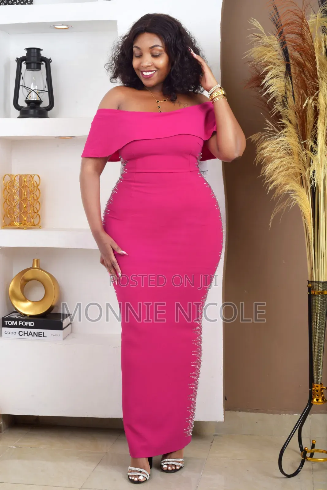 Stylish Hot Pink Dinner Dress/Graduation Pink Dress