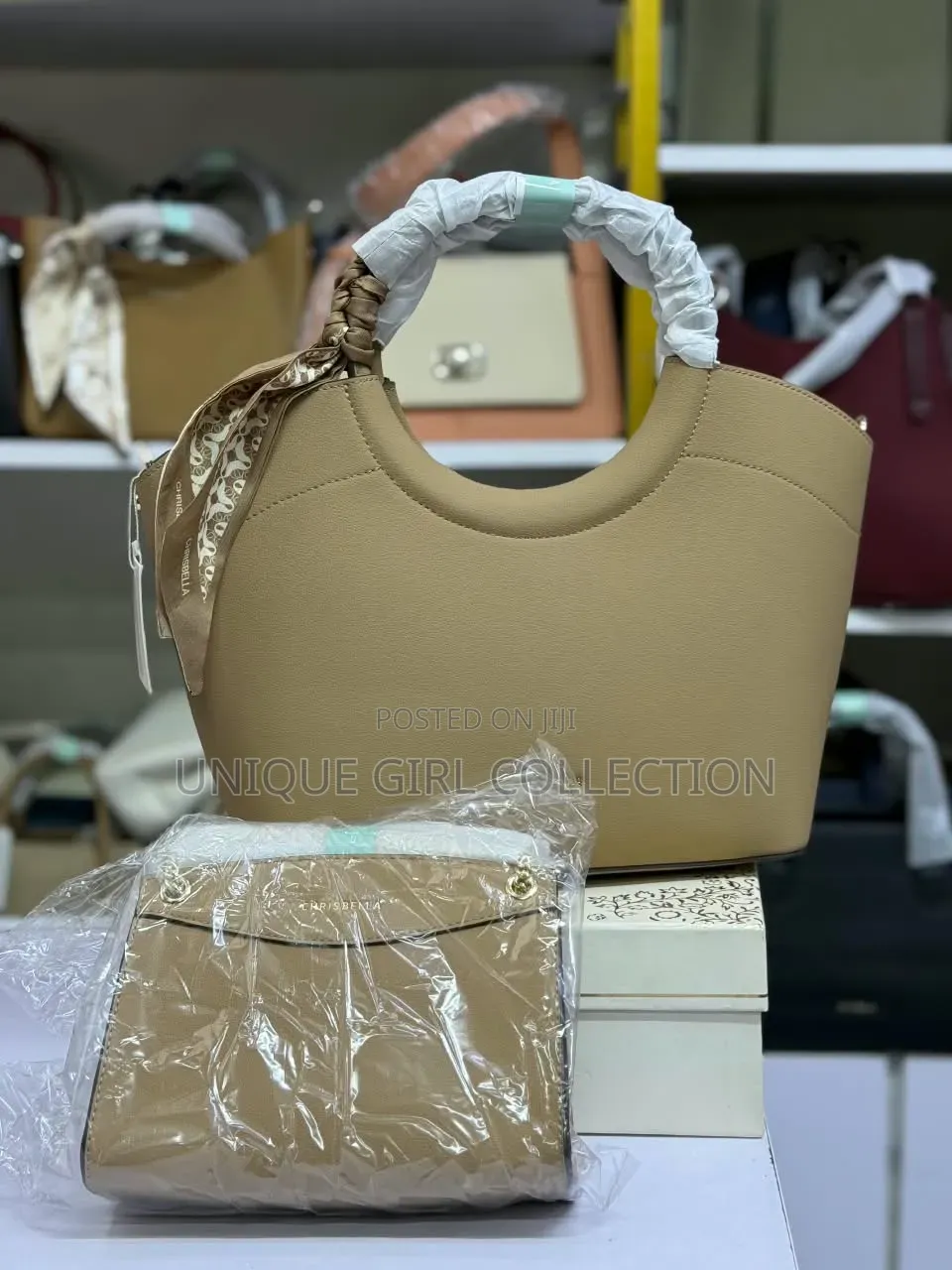 Chrisbella Scarf-Wrapped Luxury Tote & Crossbody Combo - Elegance