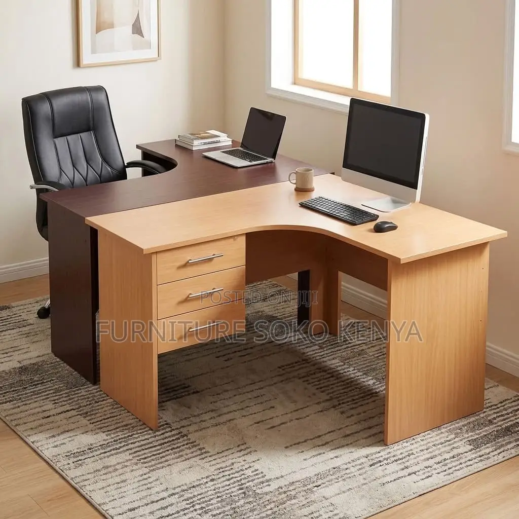 Curved 1200mm Brown Desk | Home Office Computer Working Desk