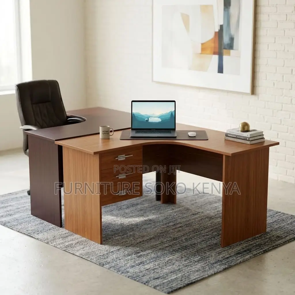 Curved 1200mm Brown Desk | Home Office Computer Working Desk