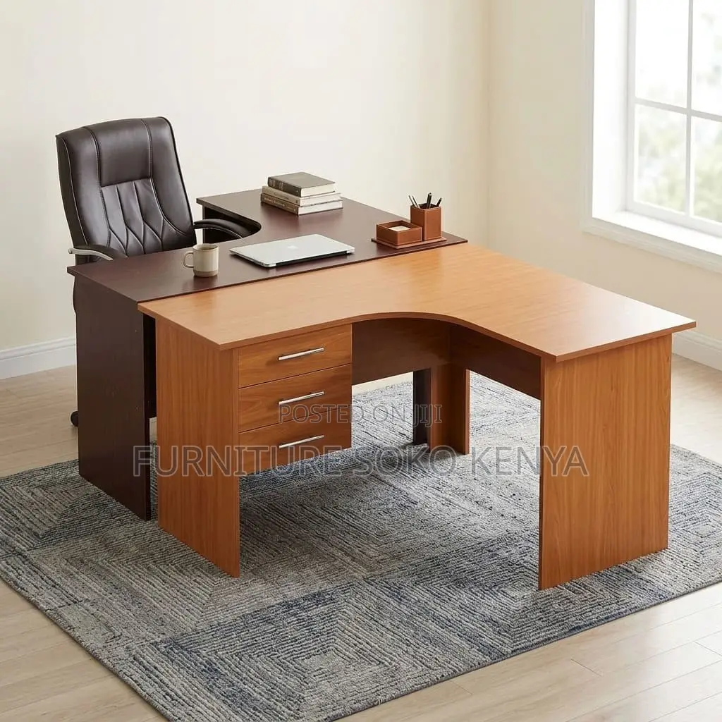 Curved 1200mm Brown Desk | Home Office Computer Working Desk