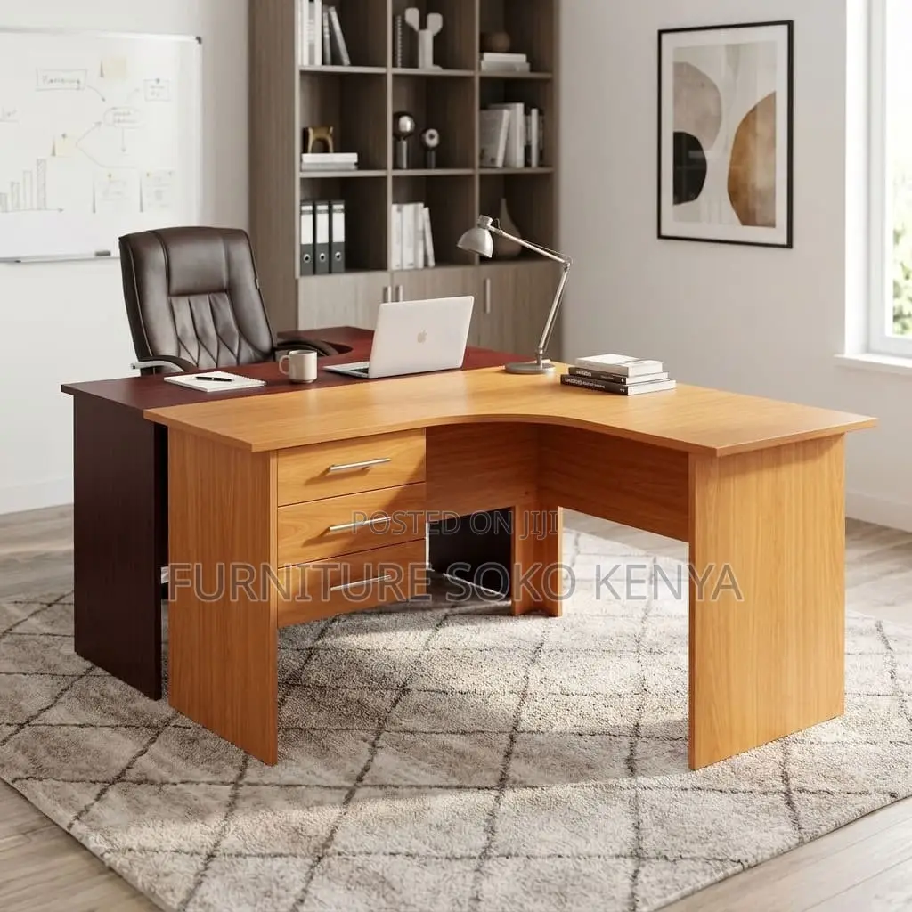 Curved 1200mm Brown Desk | Home Office Computer Working Desk