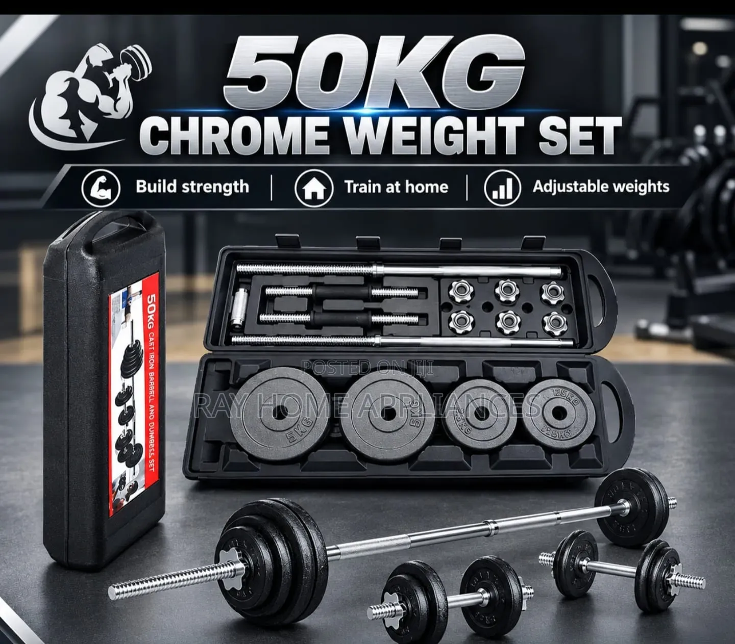 Chrome Dumbells 50kgs With Case