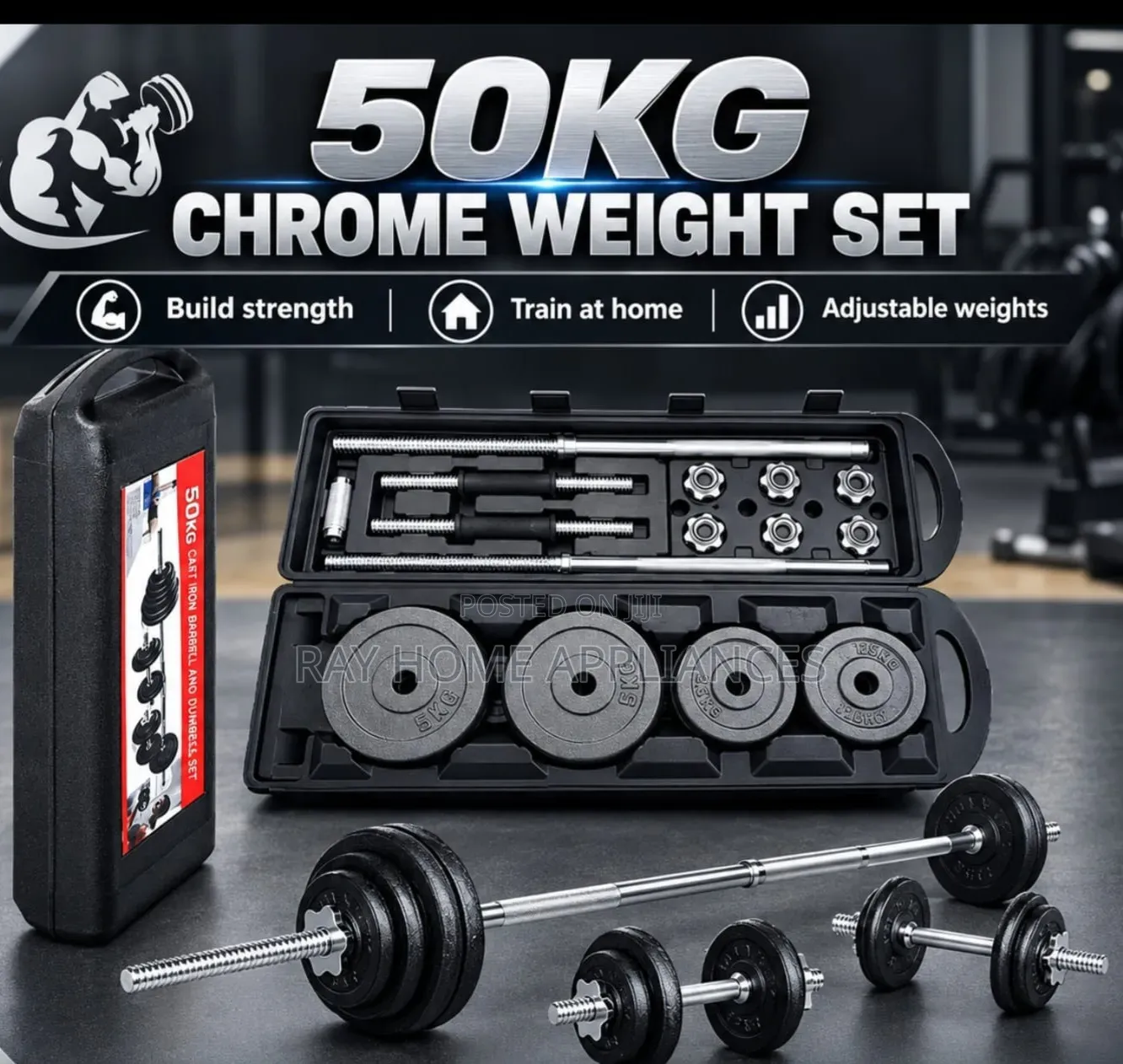 Chrome Dumbells 50kgs With Case