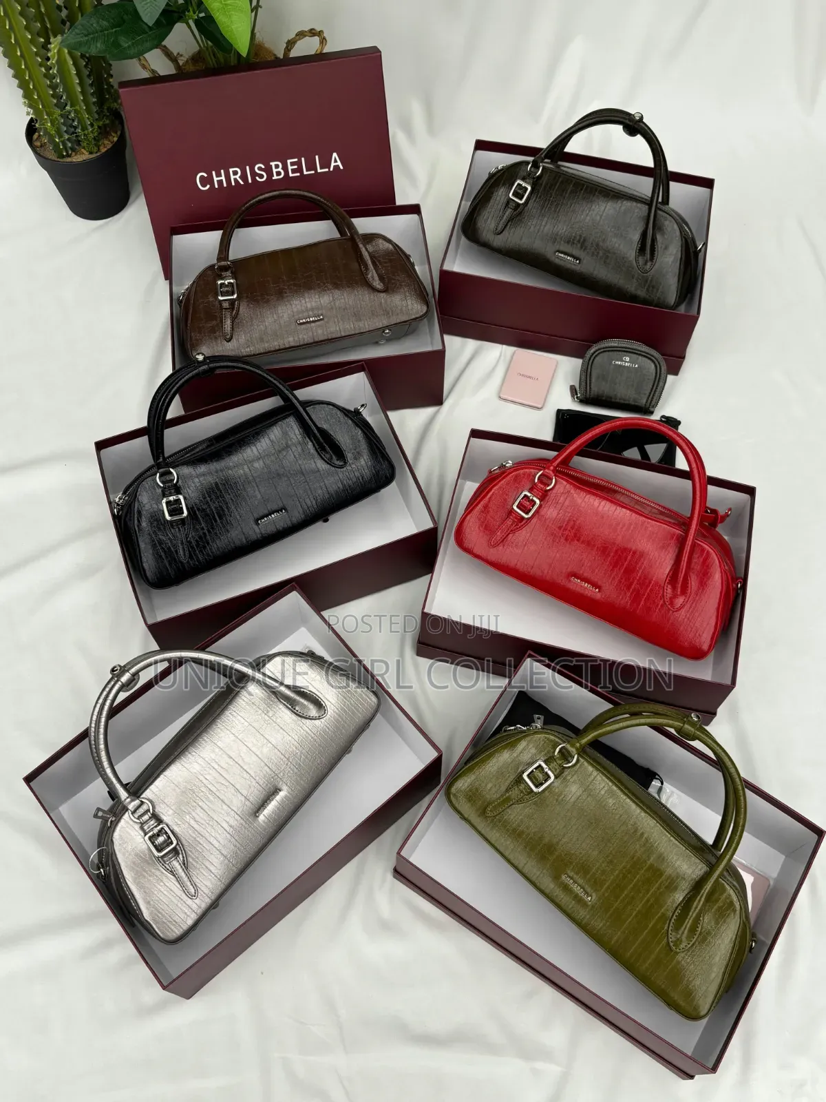 Luxury CHRISBELLA Croc-Textured Boston Handbag Set