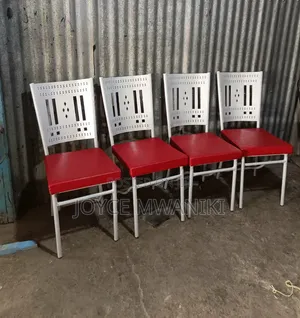 Restaurant Red Padded Chairs With Coated White Frame 