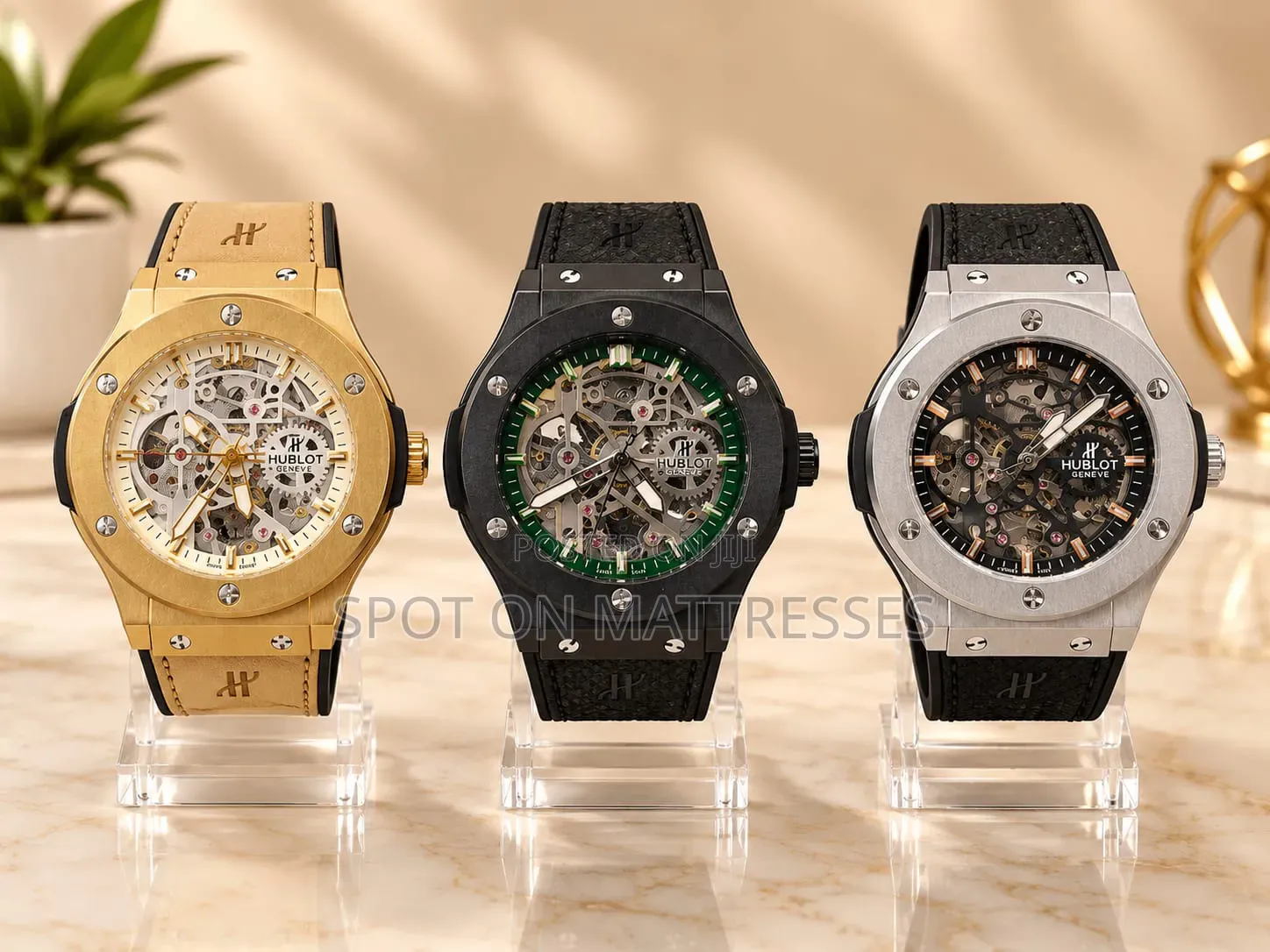 Automatic Hublot Watch for Gents. Blue/Black/Beige/Army Green.