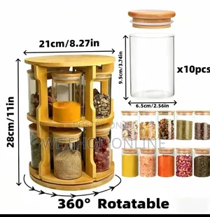 360°rotating Spice Rack With 10pcs, 300ml Spice Jars
