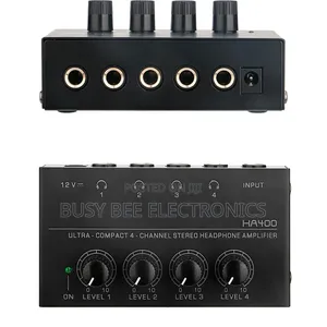 HA400 Mini Stereo Headphone Amplifier Ultra-Compact 4 Channels