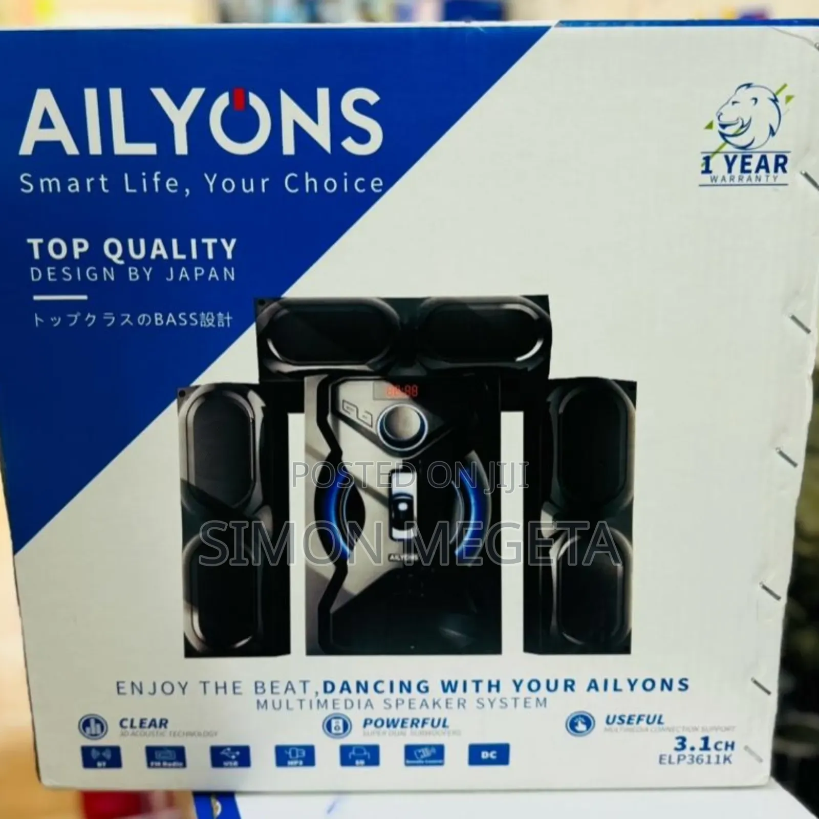 AILYONS 3.1CH Subwoofer Home Theatre Multi Media Bluetooth Speaker
