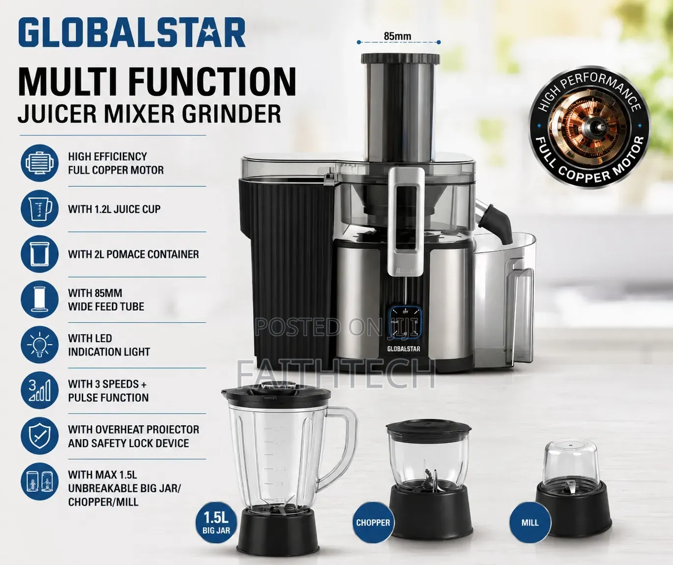 Globalstar GS-CF600 Multifunctional Food Processor and Juicer