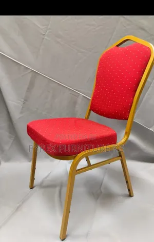Gold Metal Frame Stackable Chair With Padded Seat and Back
