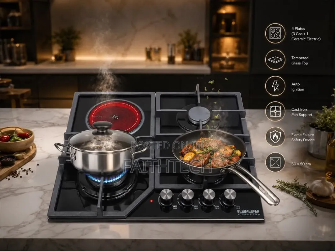 Globalstar Model GS4G60, a 60 Cm Built-in Hybrid Gas at Electric Cooker
