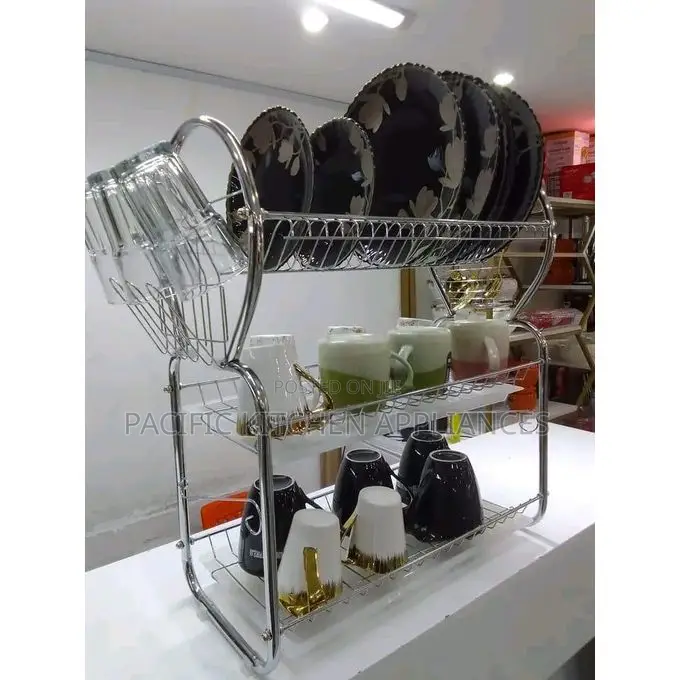3-Tier Stainless Steel Dishrack With Drainer Trays