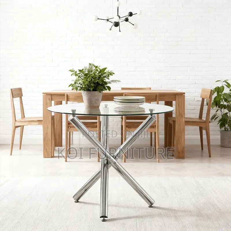 Dining Table : Modern Round Glass Dining Table