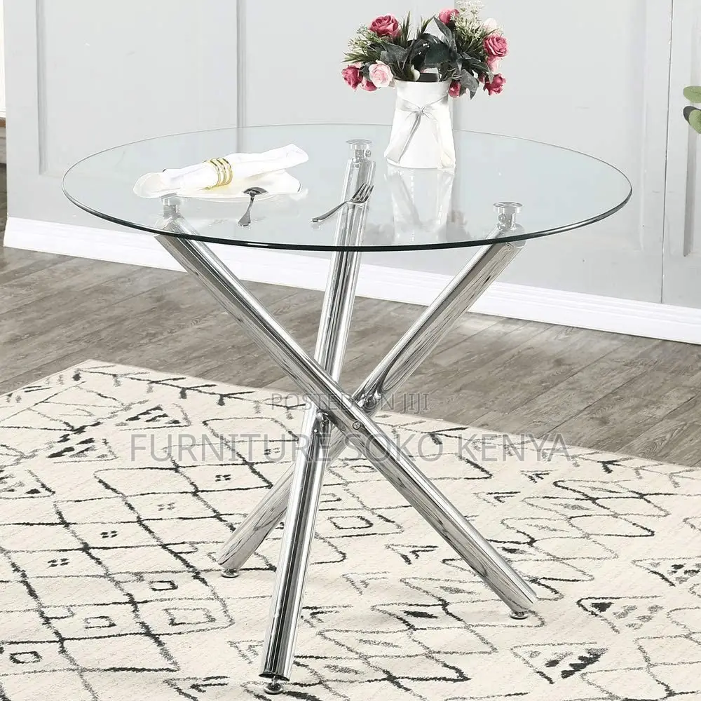 Dining Table : Modern Round Glass Dining Table