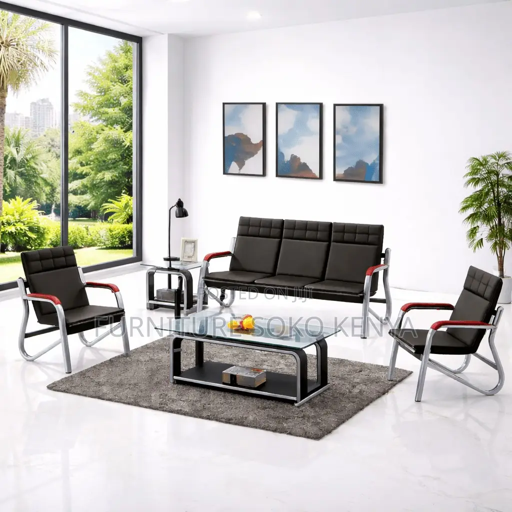 Sofa Set : 5-Seater Office Leather Sofa Set