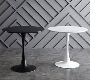 Dining Table : Smooth Round Faux-Marble Dining Table