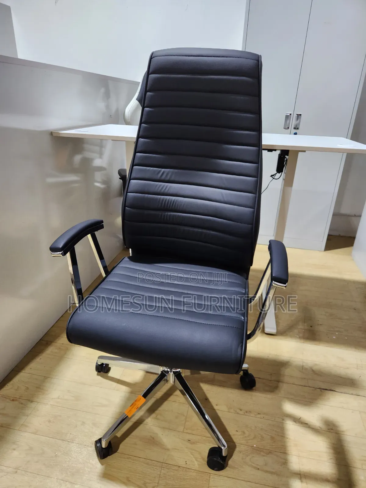 Office Chair – Black High-Back Executive Chair With Chrome Frame