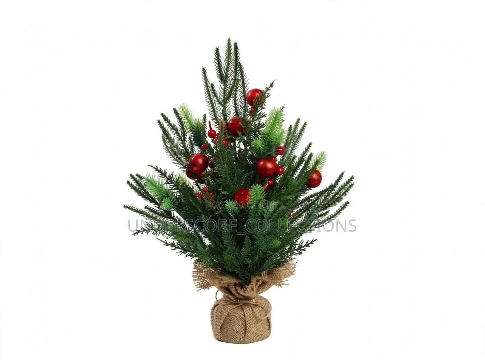 Realistic PE Material Mini Christmas Tree With Red Berry Decor