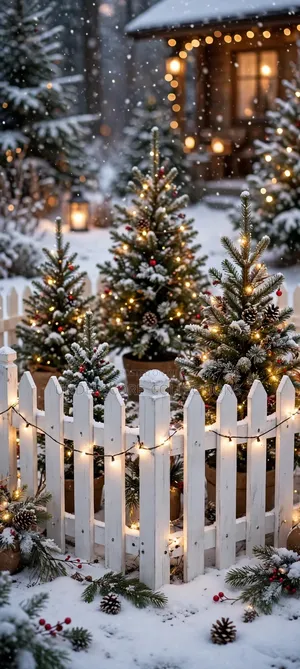 White Picket Wooden Fence for Christmas Village,