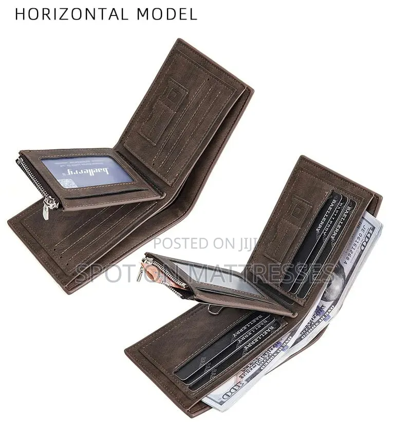 Men's Baellery Zip Wallet for Gents. Gray/Blue/Brown. We Deliver!
