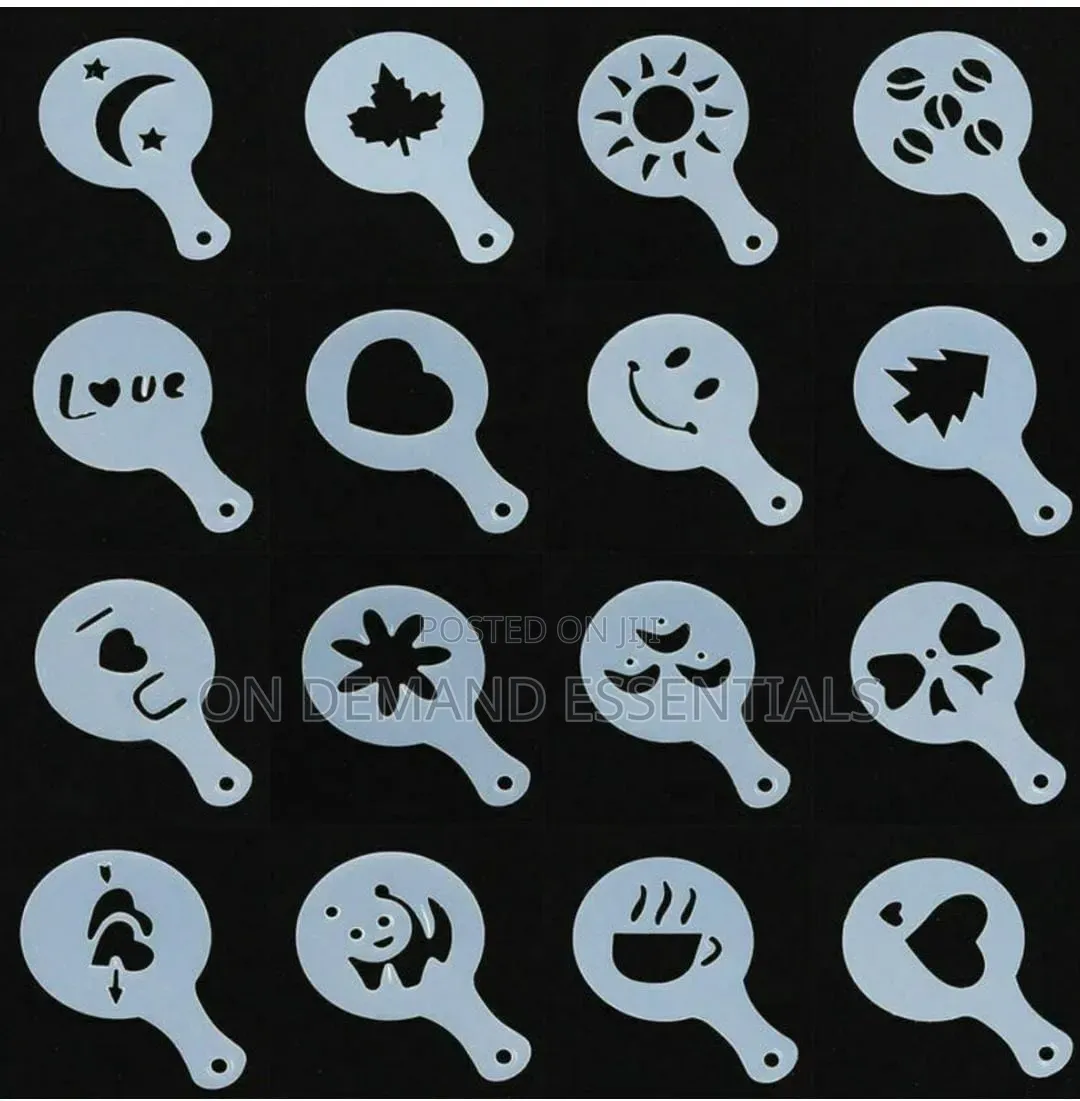 16pcs Cappuccino Coffee Barista Stencils Template