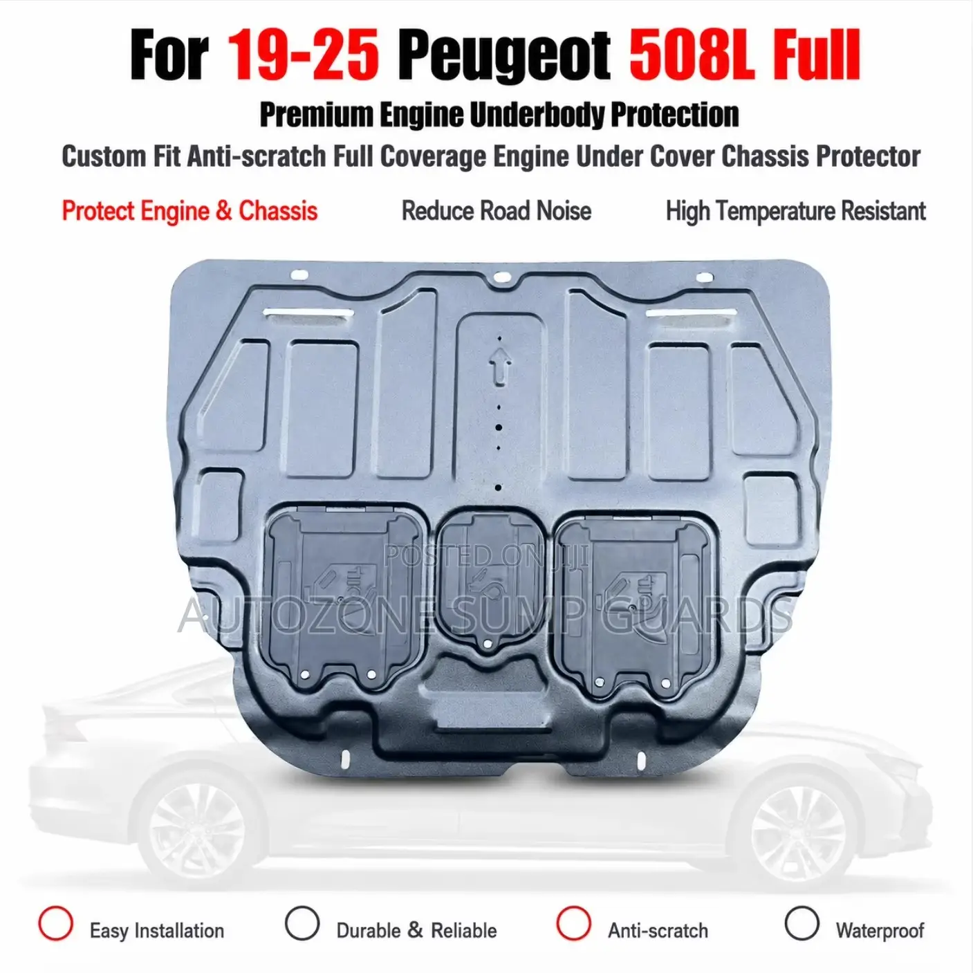 Engine Skid Plate Under Engine Guard for 19-25 Peugeot 508L