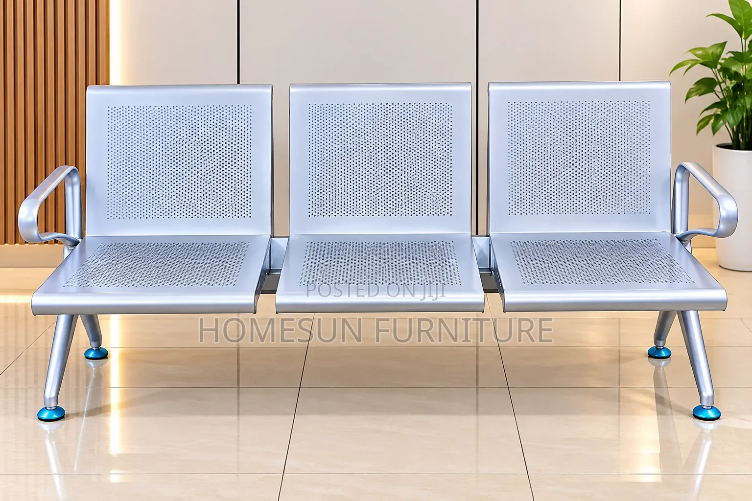 Waiting Bench – 3 Seater Stainless Steel Reception Chair