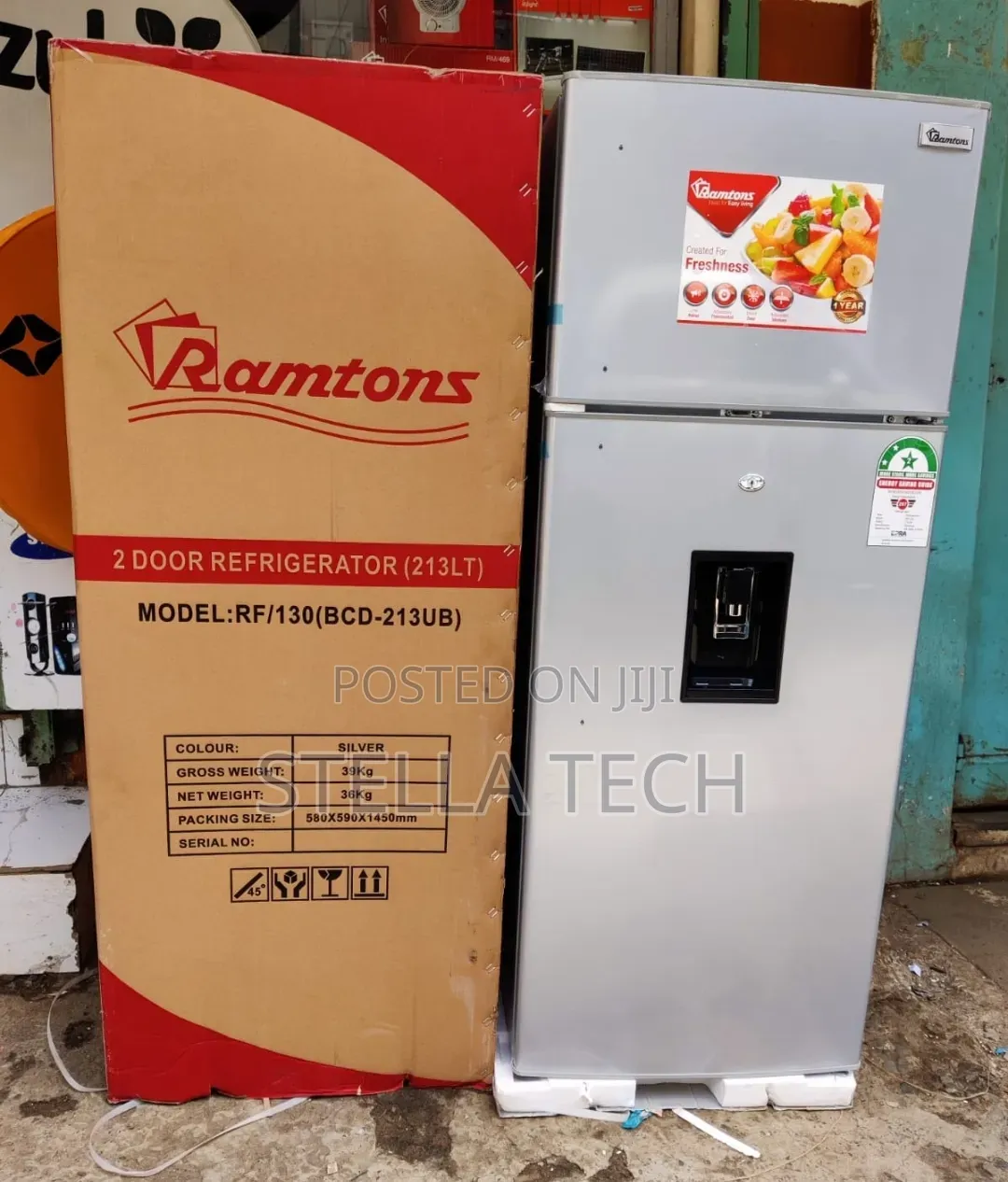 Ramtons RF/130- 213L 2 Door Direct Cool Fridge+ Dispenser (1YR WRTY)