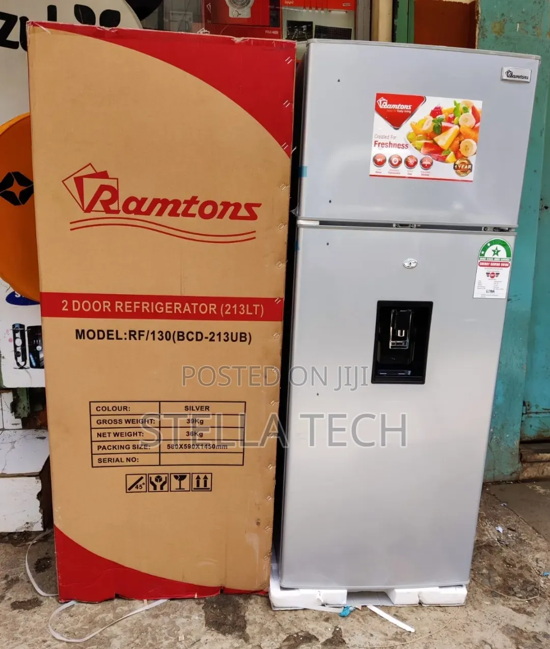 Ramtons RF/130- 213L 2 Door Direct Cool Fridge+ Dispenser (1YR WRTY)