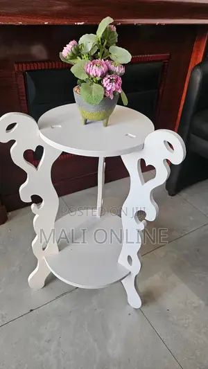 White Decor Side Table 2 Tier 3 Leg Round Plant Stand Accent Table