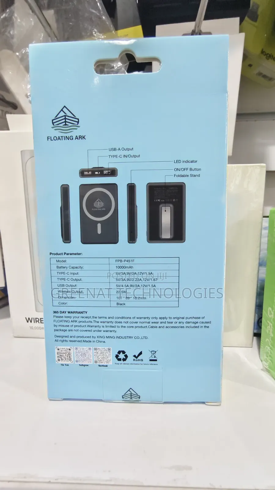 Floating Ark 22.5W Fast Charger Magnetic Wireless Power Bank 10000mAh