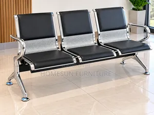 Waiting Bench – 3 Seater Black Cushioned Reception Chair