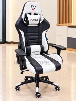 Gaming Chair Black and White Racing Style With Cushions