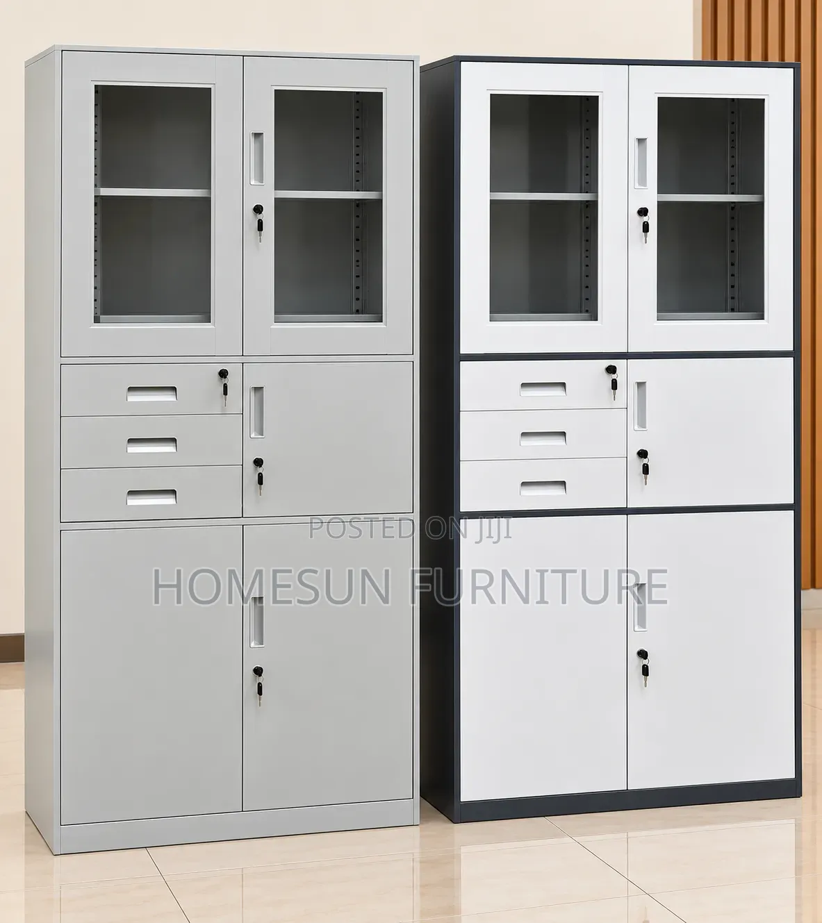 Office Cabinet Steel Storage Cupboard With Glass Doors