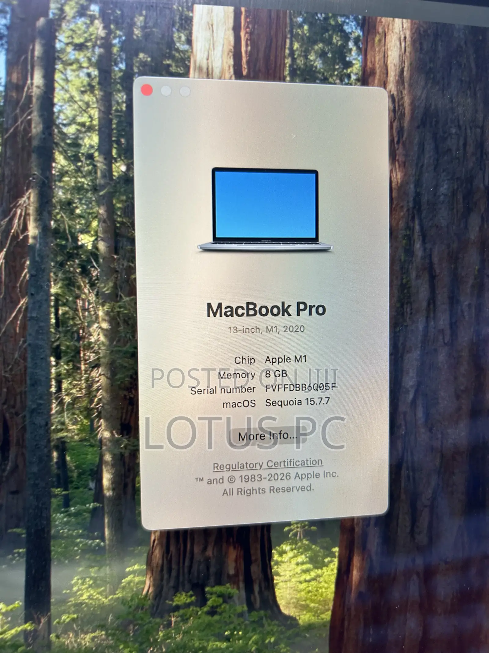 Laptop Apple MacBook Pro 2020 M1 8GB Apple M1 SSD 512GB