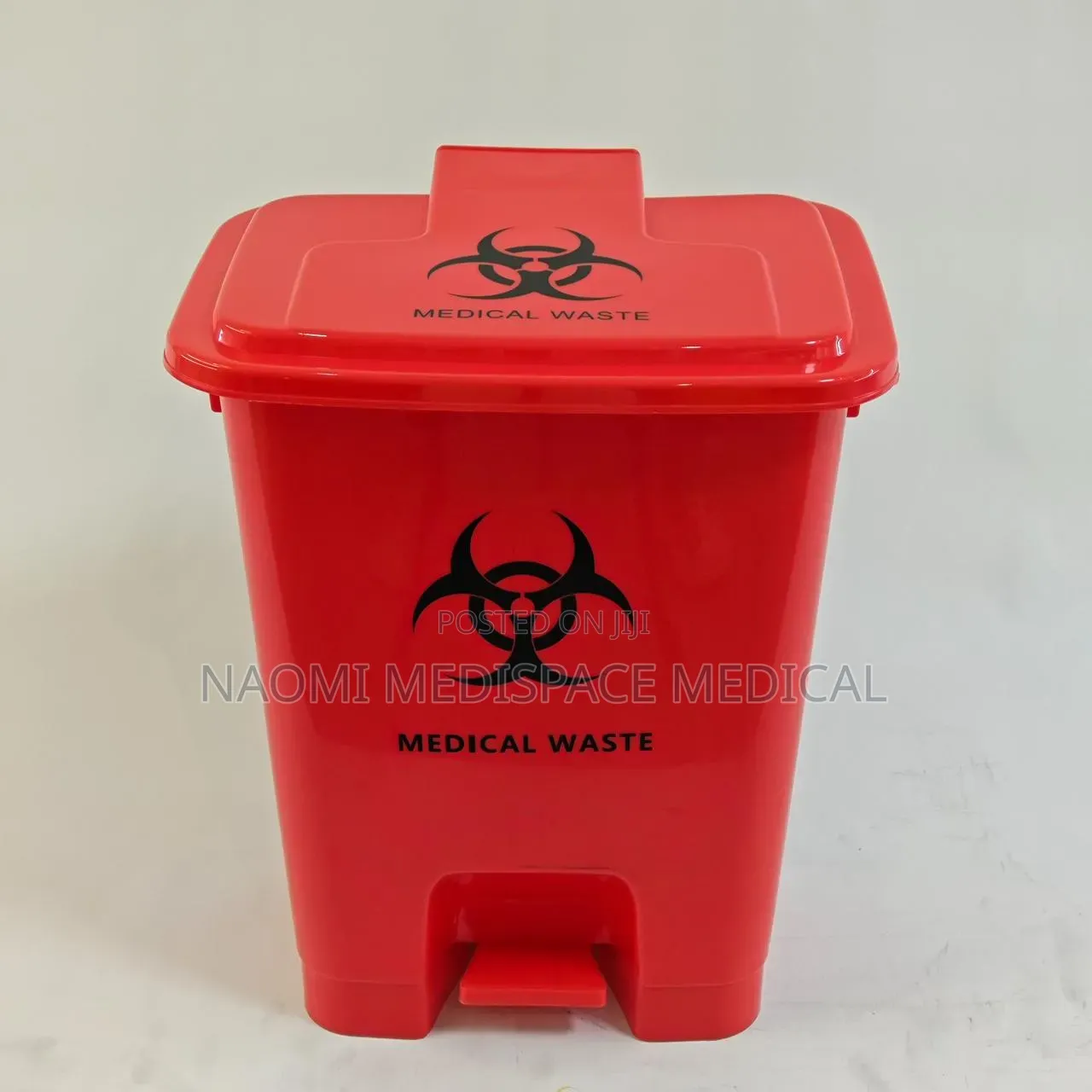 Durable, Biohazard 30L Red Pedal Bin-Non Contact