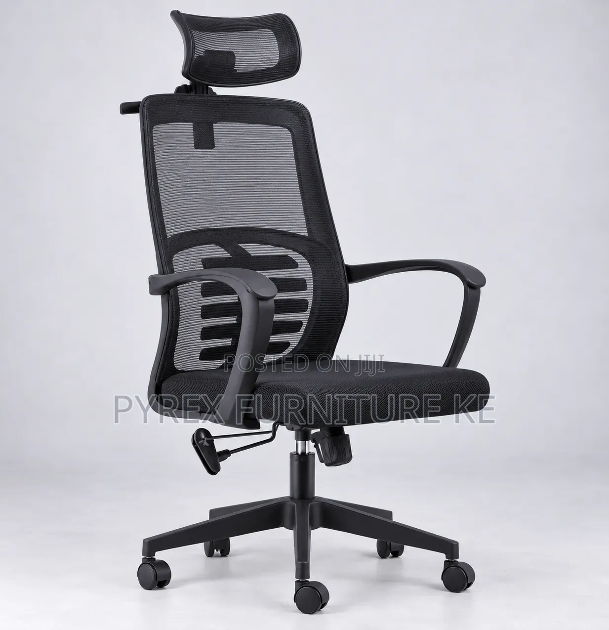 Black Ergonomic Mesh Office Chair With Headrest