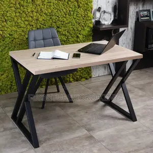 Metallic Framed Wooden Desk | Laptop Modern Home Office Table
