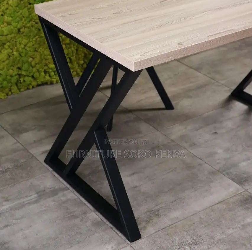 Metallic Framed Wooden Desk | Laptop Modern Home Office Table