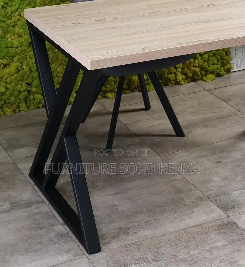 Metallic Framed Wooden Desk | Laptop Modern Home Office Table