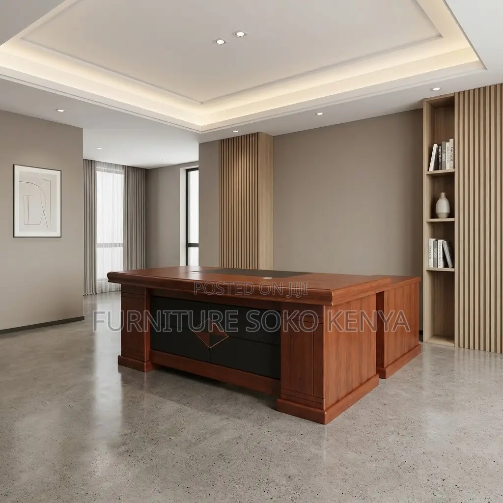 2 Meter Polished Mahogany Desk | Executive Modern L Shaped Desk
