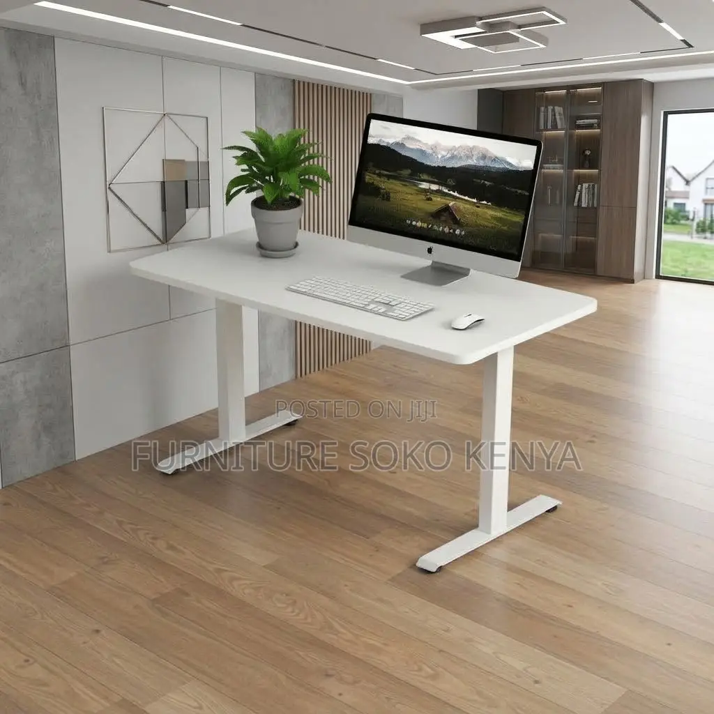 White 1400mm Adjustable Desk | Electric Studio Desk