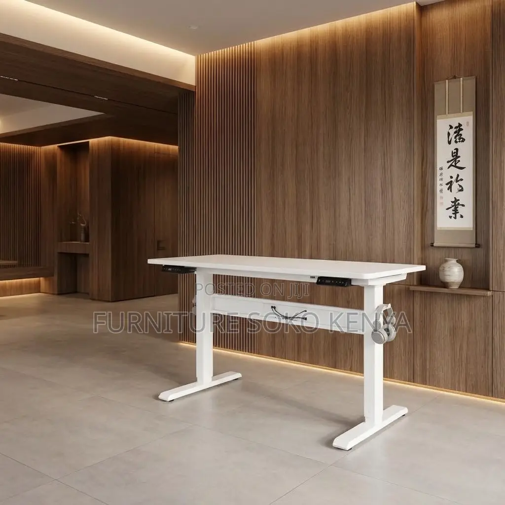 White 1400mm Adjustable Desk | Electric Studio Desk