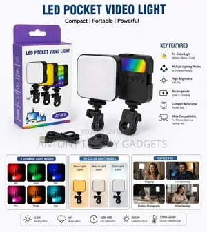AY-83 Rechargeable RGB LED Pocket Video Light