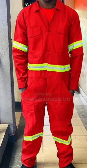 Red Overall With Reflective Tape