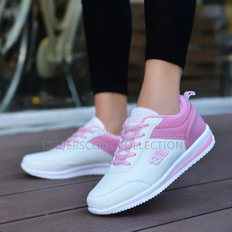 White and Pink Women's Casual Fashion Sneakers